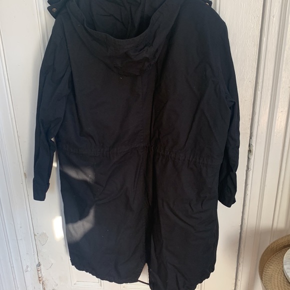 H&M black canvas parka with button in quilting - Picture 5 of 5